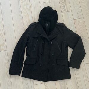 Express Charcoal Double-Breasted Pea Coat M